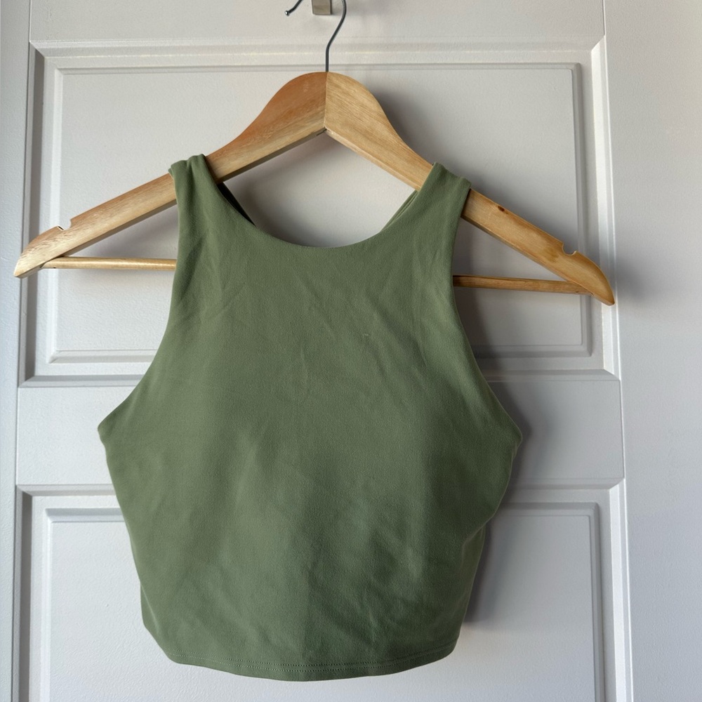 Athleta Olive Green Cropped Tank with Sports Bra